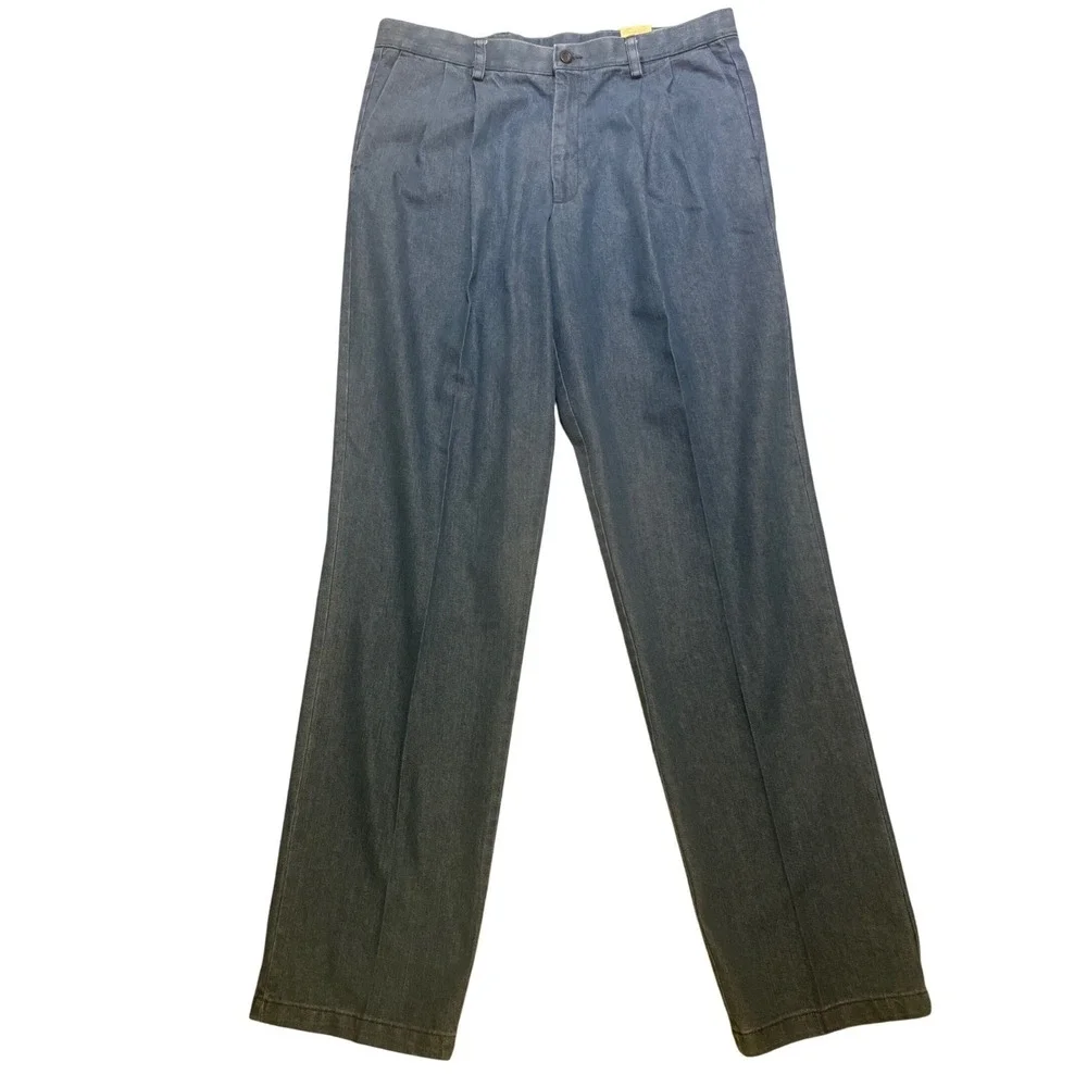 NWT Dockers Mens Classic Fit Pleated Pants 36x36 Original Khaki Blue Denim Look
